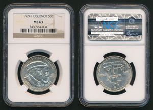 United States of America, Republic, 1/2 Dollar Silver 1924, Huguenot-Walloon Tercentenary, KM 154, NGC Graded MS-63 