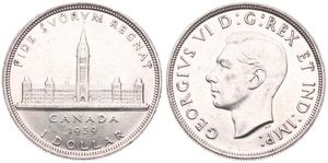 Canada, Confederation, George VI, 1 Dollar Silver 1939, Royal Visit, KM 38, XF