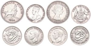 Australia, British Colony, Various Reigns, Good lot with 4 older Silver coins in nice grades including better items...