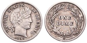United States of America, Republic, 1 Dime Silver 1899O, Barber dime, KM 113, VF