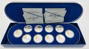 Canada, Confederation, Elizabeth II, Official Annual SILVER Proof Set 1990-1994 in original packaging, Aviation series : 10 x 20 Dollars Silver with Gold Cameo inserts, KM div, PROOF