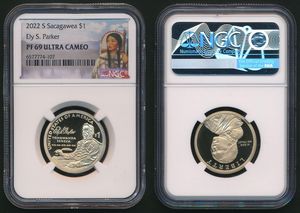United States of America, Republic, 1 Dollar Aluminum-Bronze 2022S, Native American Dollar - Ely S. Parker, KM New, NGC Graded PF-69 ULTRA CAMEO