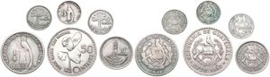 Guatemala, Republic, Good lot with 6 different older silver coins in various conditions including scarcer items... 