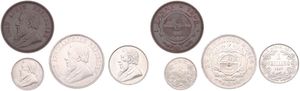 South Africa, Republic, Very good lot with 4 different older coins in nice grades including scarcer dates and silver items...