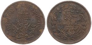 Thailand, Kingdom, Rama V, 1/2 Pai (1/64 Baht) Copper CS1238 (1876), Thai text within wreath, KM 18, VF