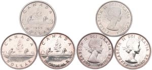 Canada, Confederation, Elizabeth II, Very good lot with 3 older Silver Dollar coins in nice grades including better items...