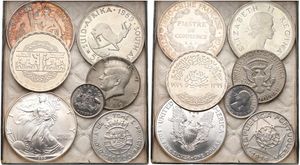 World, Mixed Countries, Very good lot with 7 different modern SILVER coins in nice grades, mostly better items in higher grades... 