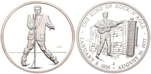 United States of America, Republic, Medal in Silver Plated 1977, Elvis Presley 1956 / The King of Rock'n'Roll with guitar 1935-1977, PROOF