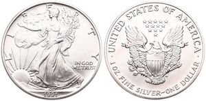 United States of America, Republic, 1 Dollar Silver 1991, American Eagle - Liberty walking left, KM 273, UNC