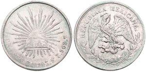Mexico, Republic, 1 Peso Silver 1903 Zs FZ, Facing Eagle - Radiant Cap, KM 409.3, XF