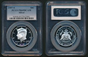 United States of America, Republic, 1/2 Dollar Silver 1997S, John F. Kennedy, KM A202c, PCGS Graded PR-69DCAM