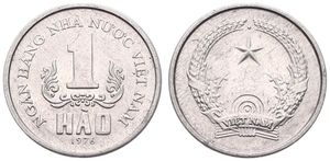 Vietnam, Socialist Republic, 1 Hao Aluminum 1976, National arms, KM 11, A.UNC