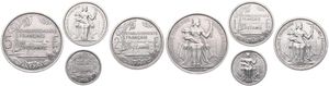 French Oceania, Colony, 50 Centimes & 1, 2, 5 Francs Aluminum 1949-1952, Seated Liberty, KM 1/4, XF/UNC