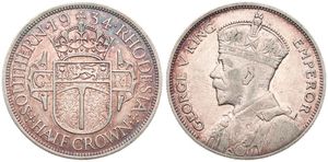 Southern Rhodesia, British Colony, George V, 1/2 Crown Silver 1934, Crowned bust left, KM 5, VF