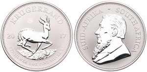 South Africa, Republic, 1 Krugerrand Silver 2017, Bust of Paul Kruger left - Springbok, KM New, B.UNC