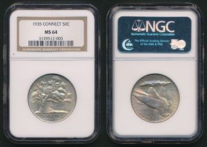 United States of America, Republic, 1/2 Dollar Silver 1935, Connecticut Tercentenary, KM 169, NGC Graded MS-64