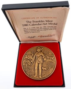 United States of America, Republic, Medal in Bronze 1980 Calendar Art Medal, Farmer and various farming designs / 1980 Calendar, UNC in original box