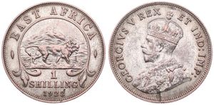 East Africa, British Colony, George V, 1 Shilling Silver 1922, Crowned bust left, KM 21, VF