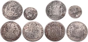 China, Empire, Good lot with 4 different Silver coins from Mexico and Spain in various grades with many Chinese Countermarks... 
