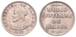 Panama, Republic, 1/2 Centesimo Copper-Nickel 1907, Uniformed bust of Balboa left, KM 6, XF