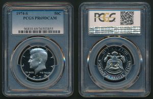United States of America, Republic, 1/2 Dollar Copper-Nickel 1974S, John F. Kennedy, KM 202b, PCGS Graded PR-69DCAM