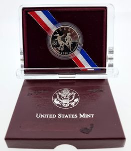 United States of America, Republic, 1/2 Dollar Copper-Nickel 1996S, Olympics Atlanta - Basketball Players, KM 257, PROOF in original box
