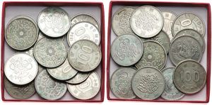 Japan, Empire, Very good lot with 15 x 100 Yen silver coins, various types and dates in nice condition, some in higher grades... 