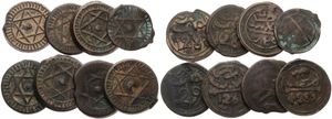 Morocco, Kingdom, Sidi Mohammed IV, Very good lot with 8 older Cast Bronze Falus coins in various grades including better items...