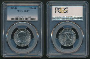 United States of America, Republic, 1 Dollar Copper-Nickel 1999D, Susan B. Anthony Dollar, KM 207, PCGS Graded MS-67
