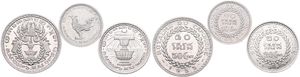Cambodia, Kingdom, Norodom Sihanouk, 10, 20 & 50 Centimes Aluminum 1953, Various designs, KM 51/53, UNC