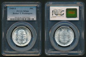 United States of America, Republic, 1/2 Dollar Silver 1949S, Booker T. Washington, KM 198, PCGS Graded MS-66