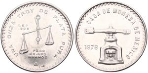 Mexico, Estados Unidos, 1 Onza Silver 1978, Mint mark below balance scale, KM M49b.1, UNC