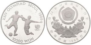 Korea-South, Republic, 10000 Won Silver 1988, Olympics - Soccer, KM 77, PROOF