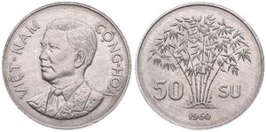 Vietnam, Republic, 50 Su Aluminum 1960, Bust of Ngo Dihn Diem left, KM 4, UNC