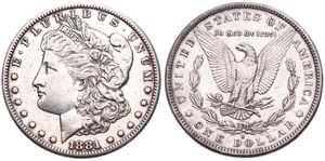 United States of America, Republic, 1 Dollar Silver 1881S, Morgan dollar, KM 110, VF (cleaned)