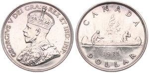 Canada, Confederation, George V, 1 Dollar Silver 1936, Crowned bust left, KM 31, XF