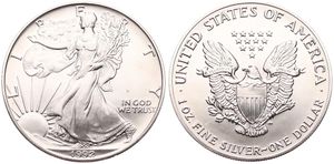 United States of America, Republic, 1 Dollar Silver 1992, American Eagle - Liberty walking left, KM 273, UNC