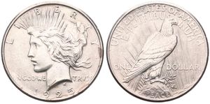 United States of America, Republic, 1 Dollar Silver 1925, Peace dollar, KM 150, A.UNC