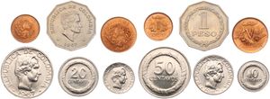Colombia, Republic, 1, 5, 10, 20, 50 Centavos & 1 Peso 1967, Various designs, KM div, UNC