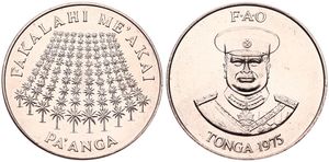 Tonga, Kingdom, Taufa'ahau Tupou IV, 1 Pa'anga Copper-Nickel 1975, F.A.O. - 100 Palm Trees, KM 48, B.UNC