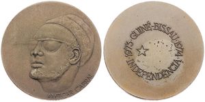 Guinea-Bissau, Republic, Medal in Copper-Nickel 1974 by Joao Oliveira, 1st Anniversary of Independence / Head of Amilcar Cabral left, (numbered in edge 524), XF