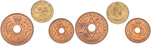 Nigeria, British Protectorate, Elizabeth II, 1/2 Penny, 1 Penny & 3 Pence 1959, Various designs, KM 1/3, A.UNC
