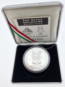Mexico, Estados Unidos, 100 Pesos Silver 1992, The Aztec Collection - Brasero Efigie, KM 563, PROOF 