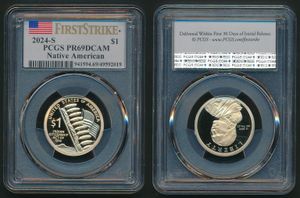 United States of America, Republic, 1 Dollar Aluminum-Bronze 2024S, Native American Dollar - Indian Citizenship Act of 1924, KM New, PCGS Graded PR-69DCAM