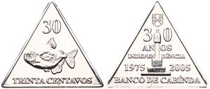 Cabinda, Government in Excile, 30 Centavos Copper-Nickel ND (2005), 30th Anniversary of Independence - Fish, KM X9, UNC