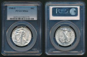 United States of America, Republic, 1/2 Dollar Silver 1946S, Walking Liberty, KM 142, PCGS Graded MS-64
