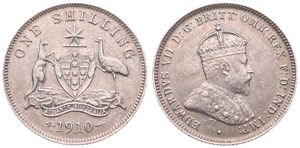 Australia, British Colony, Edward VII, 1 Shilling Silver 1910, Crowned bust right, KM 20, A.UNC ! (RARE IN THIS HIGHER GRADE !)