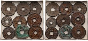 China, Various Provinces, Good lot with 9 ancient Chinese copper or brass cash coins in various conditions including scarcer items, average size is 28mm !