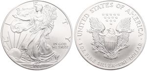 United States of America, Republic, 1 Dollar Silver 2001, American Eagle - Liberty walking left, KM 273, UNC