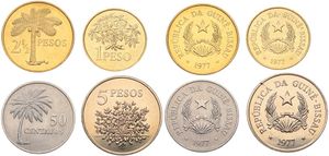 Guinea-Bissau, Republic, 50 Centavos, 1, 2-1/2 & 5 Pesos 1977, Various plants designs, KM 17/20, UNC
